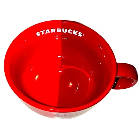 Starbucks 2021 Ceramic Red & Burgundy Cappuccino Mug Cup 16 oz